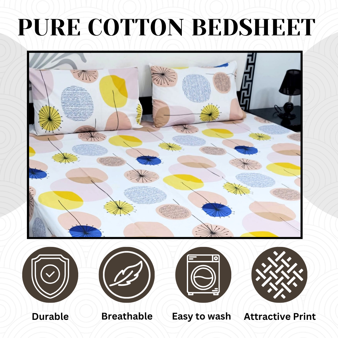 Pure Cotton Bedsheet - 3 Pcs | CB-105