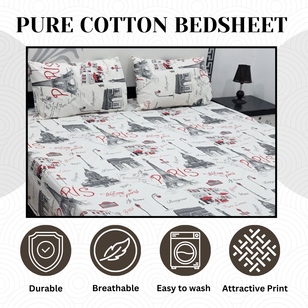 Pure Cotton Bedsheet - 3 Pcs | CB-121