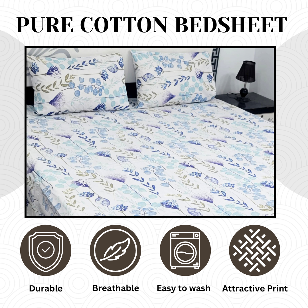 Pure Cotton Bedsheet - 3 Pcs | CB-108