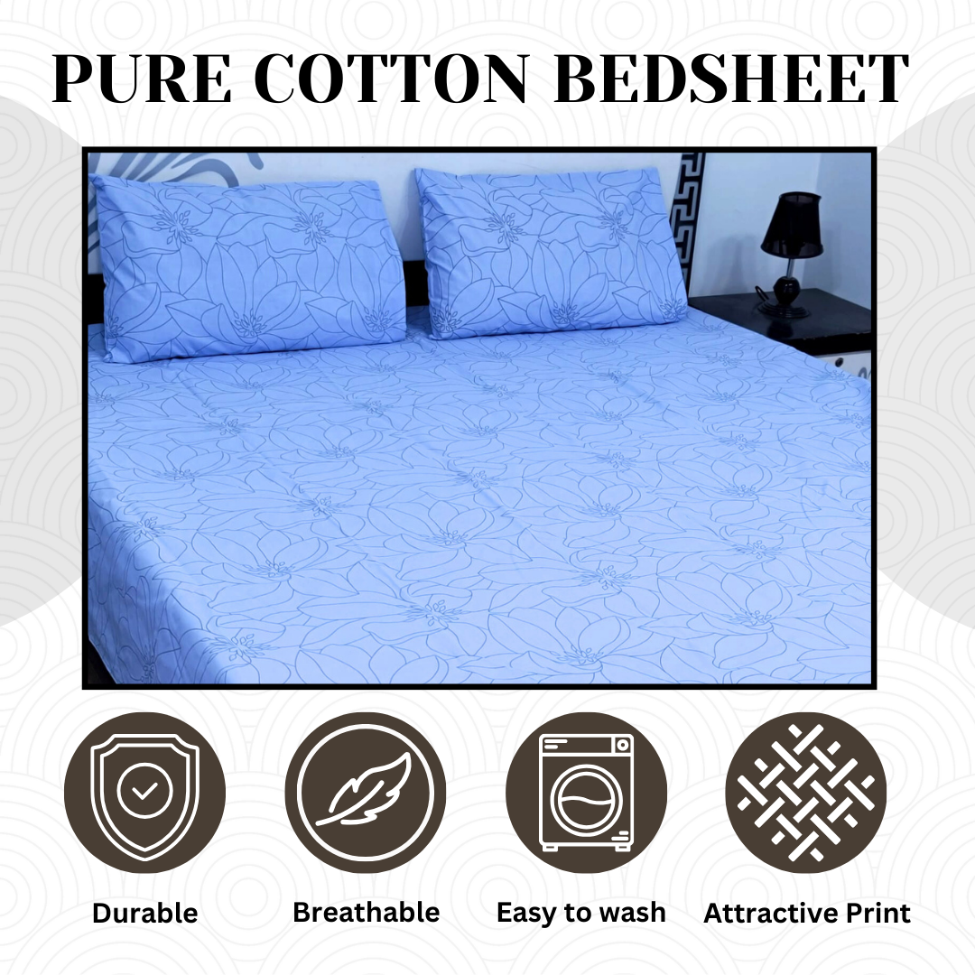 Pure Cotton Bedsheet - 3 Pcs | CB-112