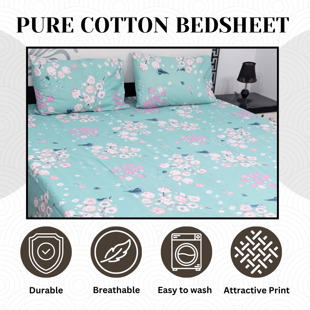 Pure Cotton Bedsheet - 3 Pcs | CB-111