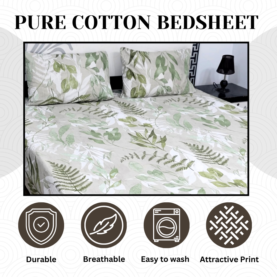 Pure Cotton Bedsheet - 3 Pcs | CB-116