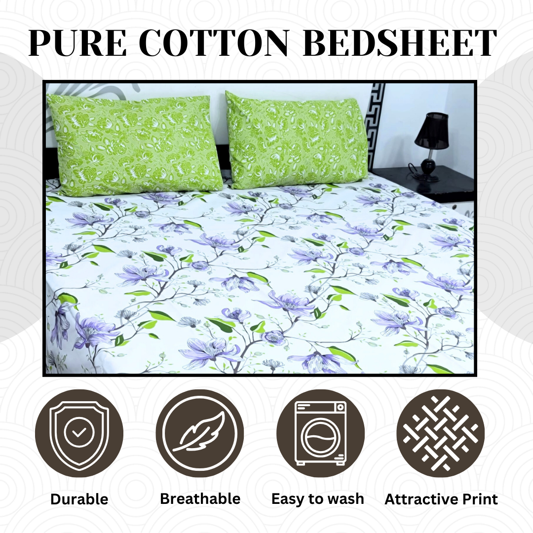 Pure Cotton Bedsheet - 3 Pcs | CB-119