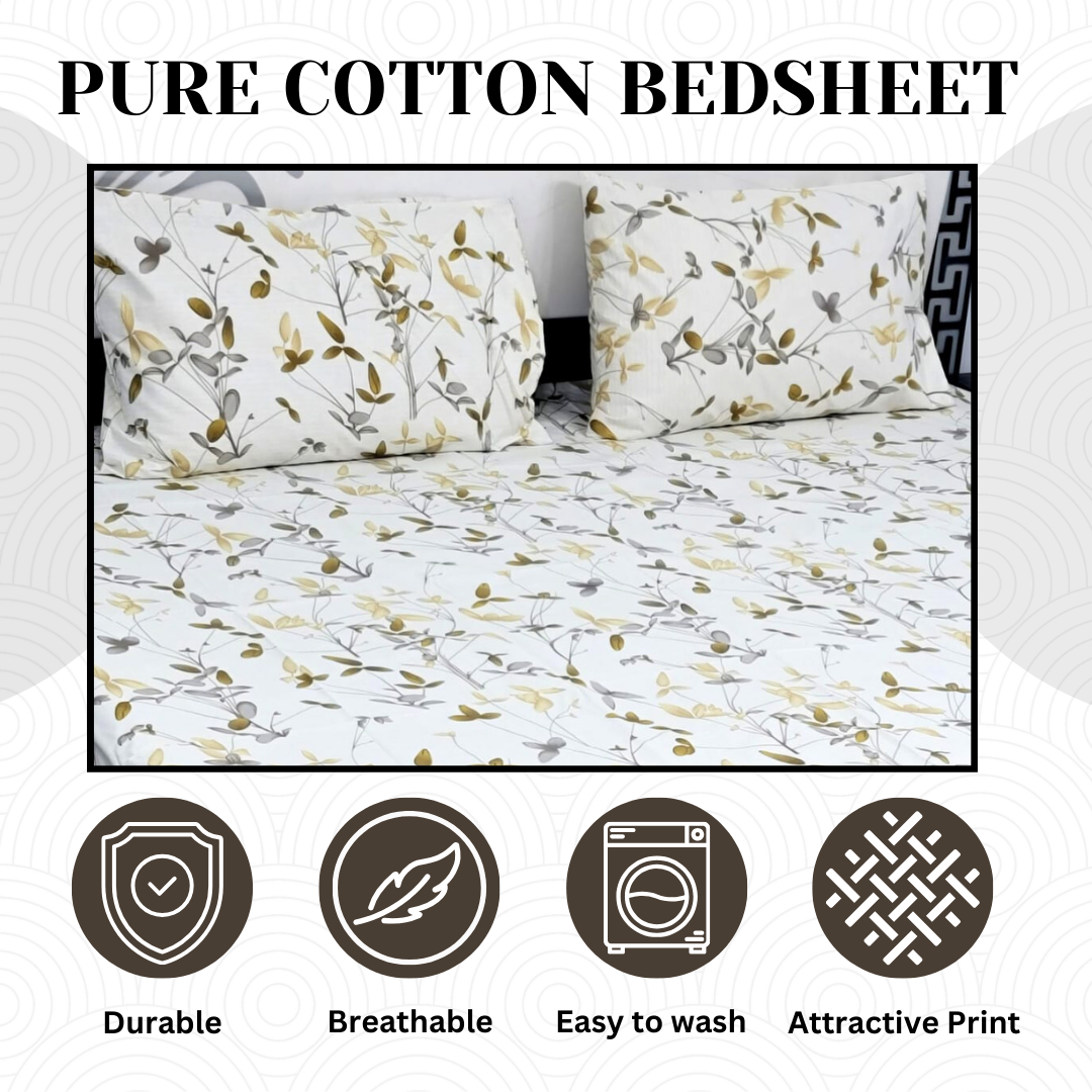 Pure Cotton Bedsheet - 3 Pcs | CB-103