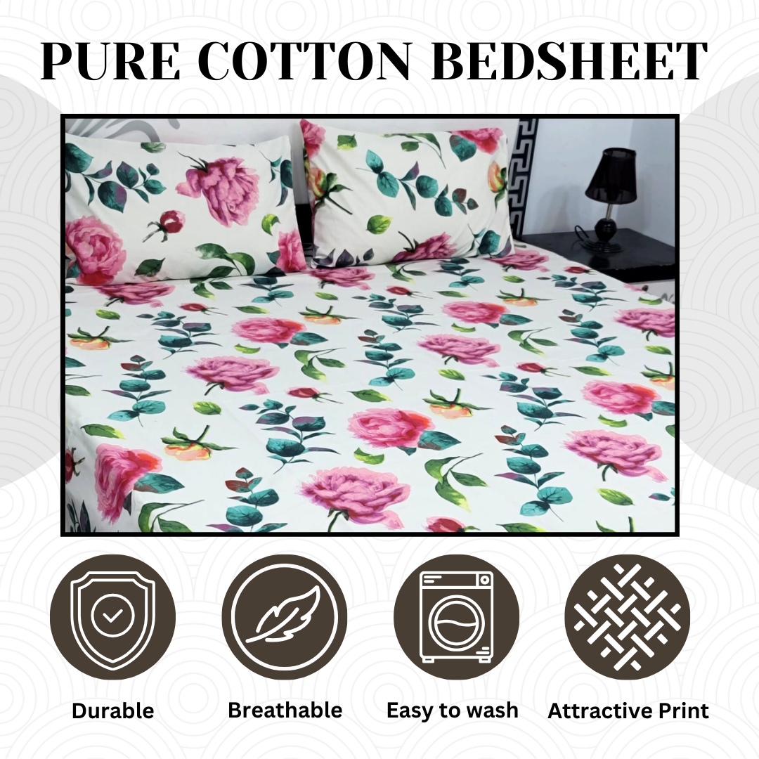 Pure Cotton Bedsheet - 3 Pcs | CB-120