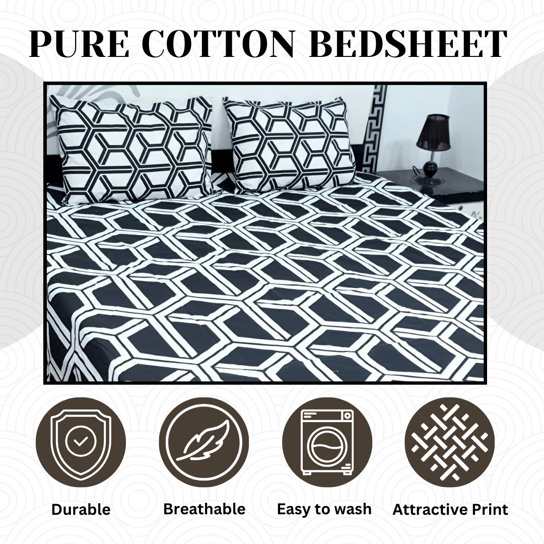Pure Cotton Bedsheet - 3 Pcs | CB-115