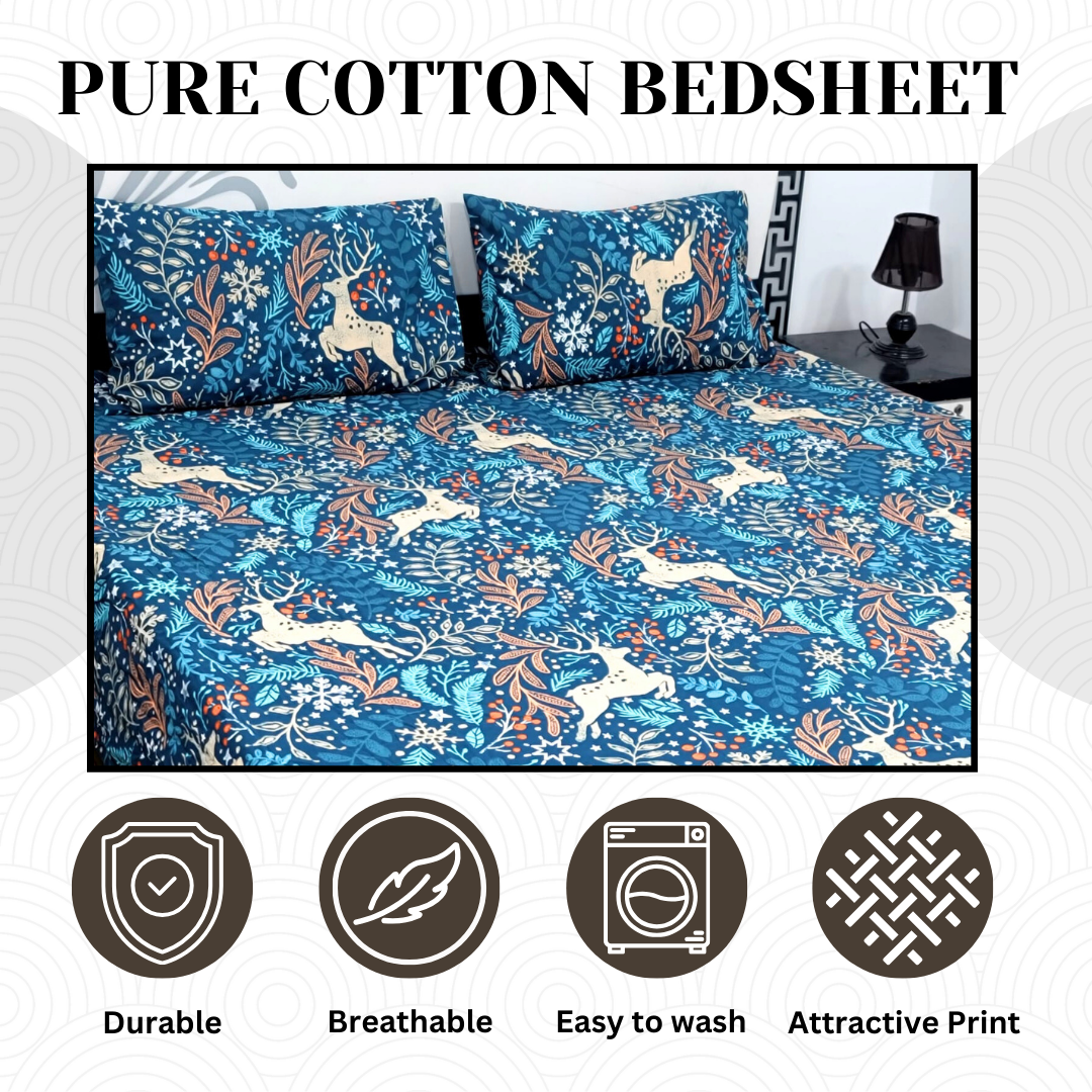 Pure Cotton Bedsheet - 3 Pcs | CB-117