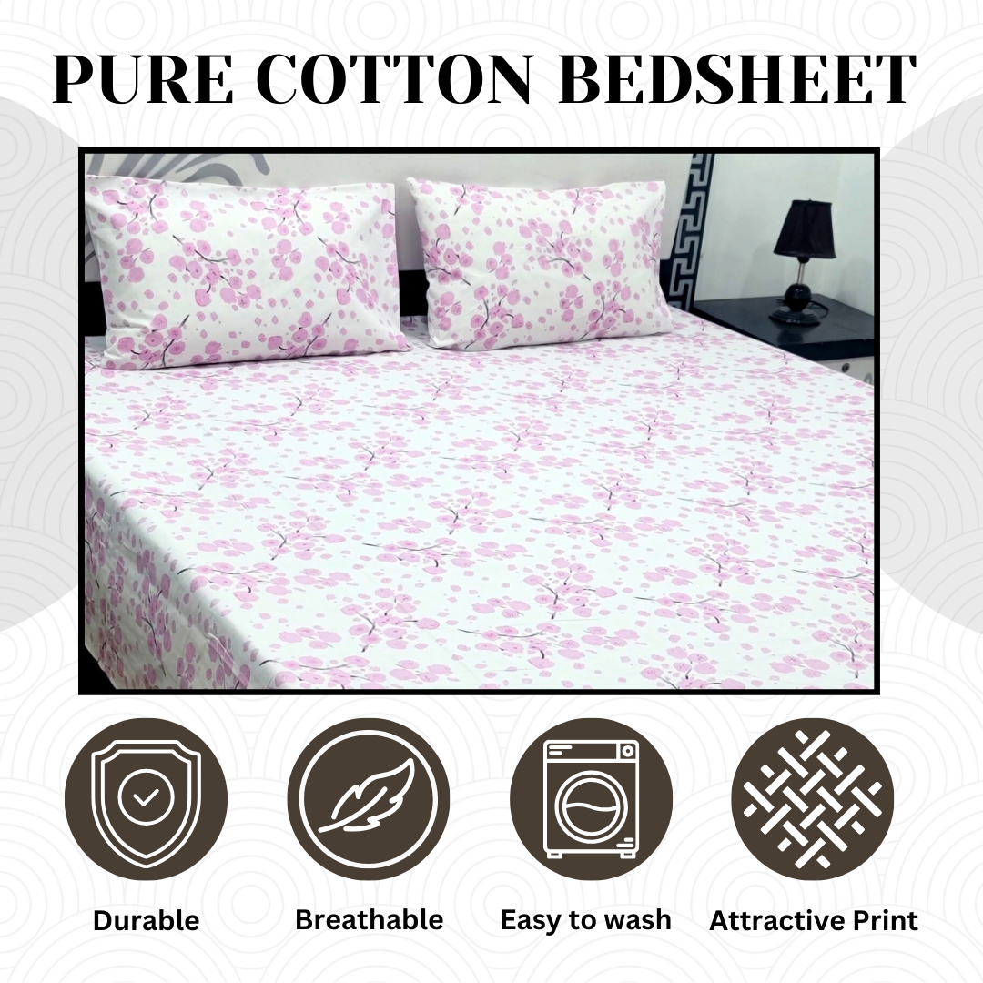 Pure Cotton Bedsheet - 3 Pcs | CB-123