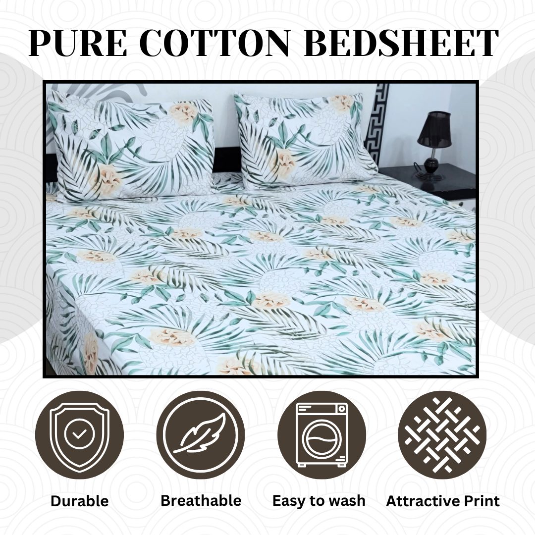 Pure Cotton Bedsheet - 3 Pcs | CB-114