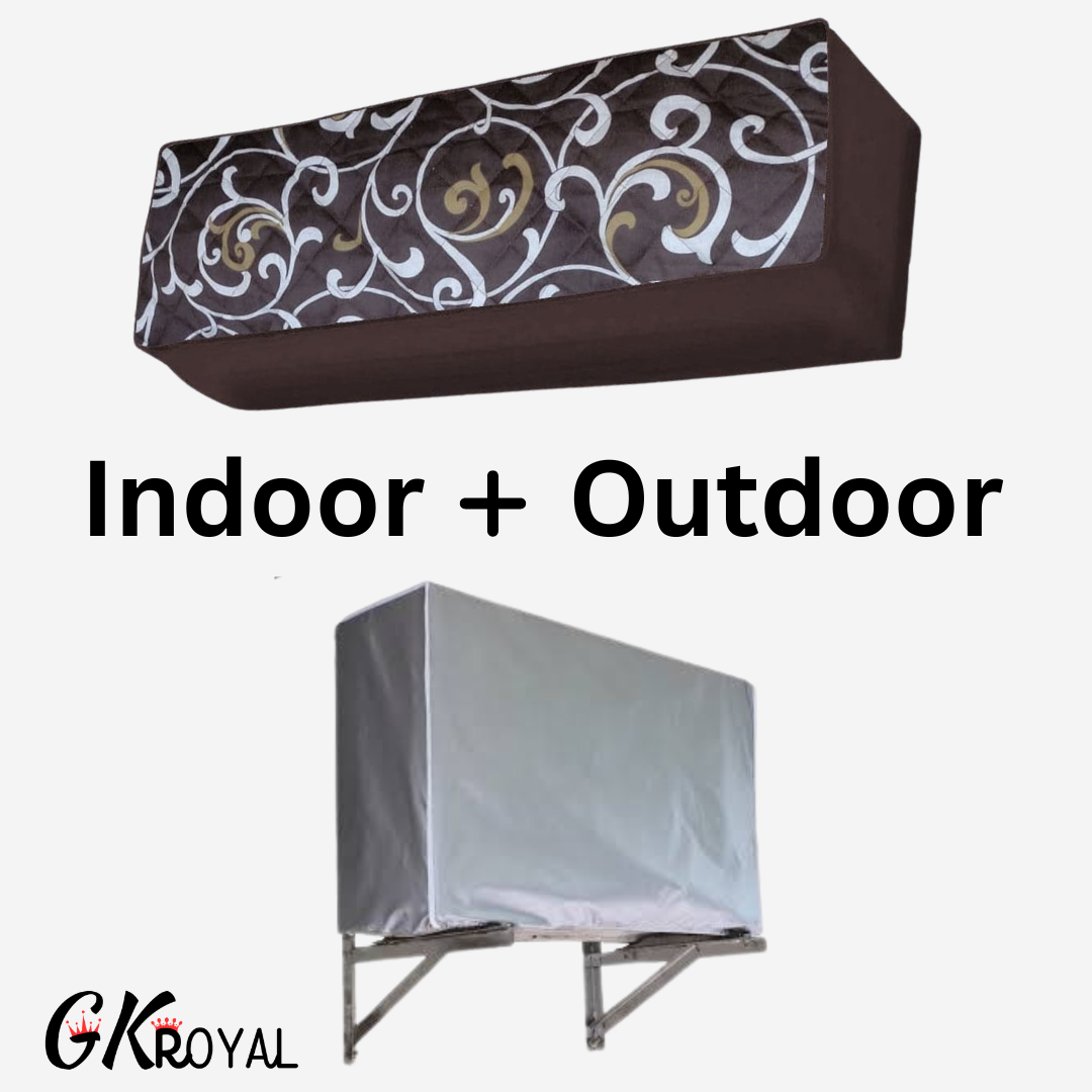 Printed Quilted AC Cover - Brown