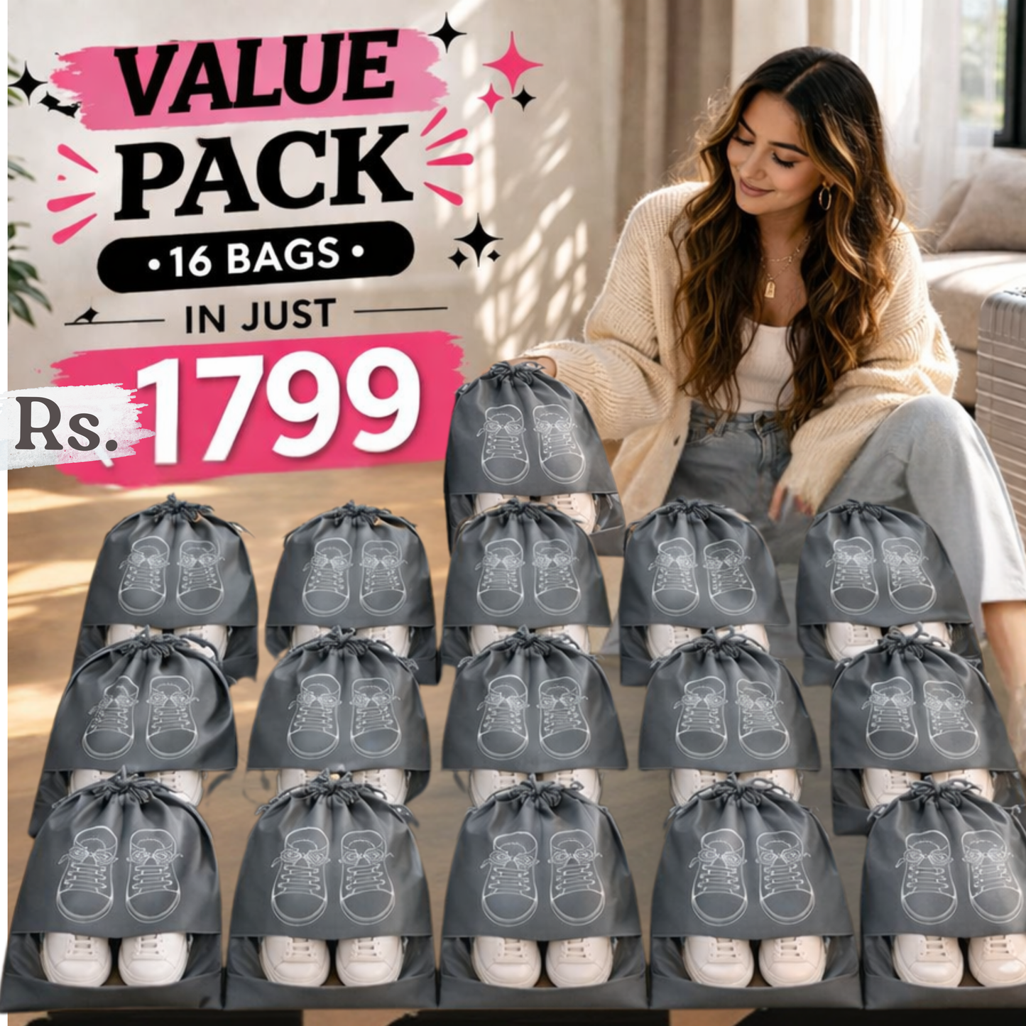 8 Pcs Travel Shoe Storage Bag